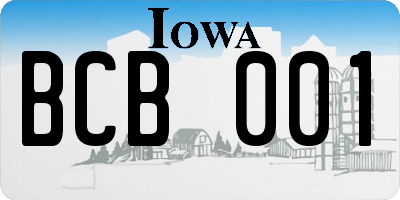 IA license plate BCB001