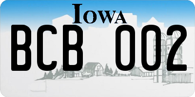 IA license plate BCB002
