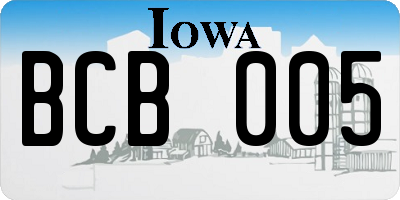 IA license plate BCB005