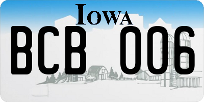 IA license plate BCB006