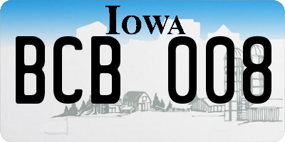 IA license plate BCB008