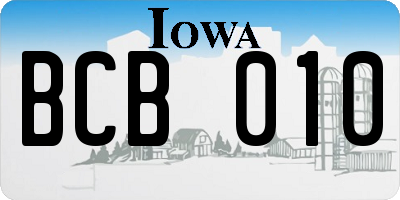 IA license plate BCB010