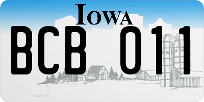 IA license plate BCB011
