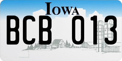 IA license plate BCB013