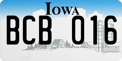IA license plate BCB016