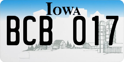 IA license plate BCB017