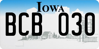 IA license plate BCB030