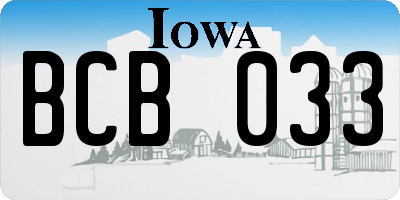 IA license plate BCB033