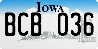IA license plate BCB036