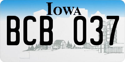 IA license plate BCB037