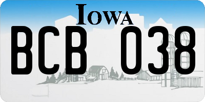 IA license plate BCB038