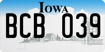 IA license plate BCB039