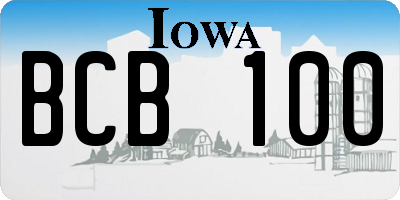 IA license plate BCB100