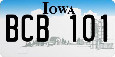 IA license plate BCB101