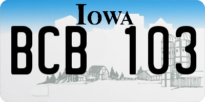 IA license plate BCB103
