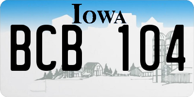 IA license plate BCB104