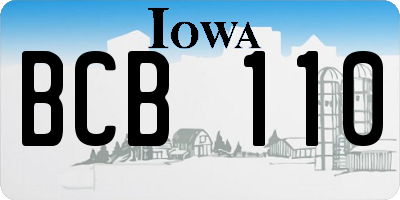 IA license plate BCB110