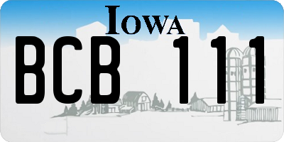IA license plate BCB111