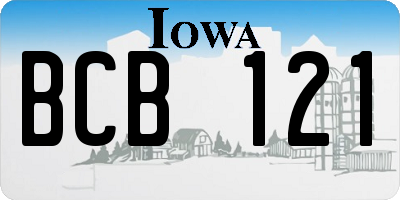 IA license plate BCB121