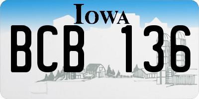 IA license plate BCB136