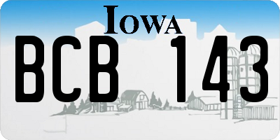 IA license plate BCB143