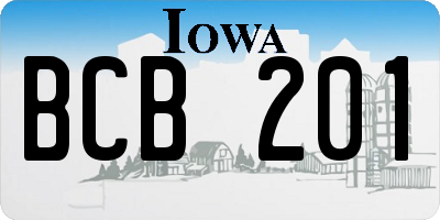 IA license plate BCB201