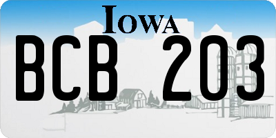 IA license plate BCB203