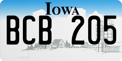 IA license plate BCB205