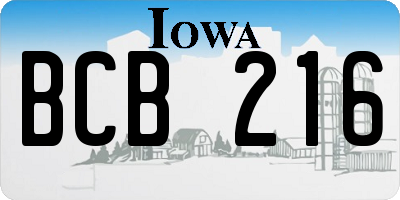 IA license plate BCB216