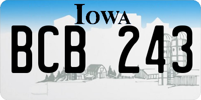 IA license plate BCB243