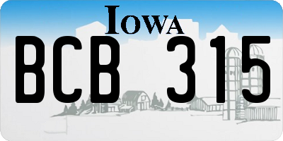 IA license plate BCB315
