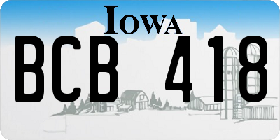 IA license plate BCB418