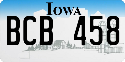 IA license plate BCB458