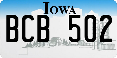 IA license plate BCB502