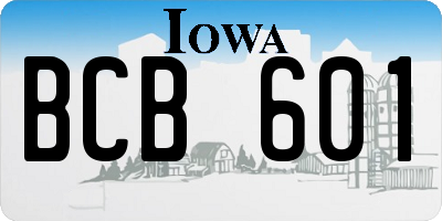 IA license plate BCB601