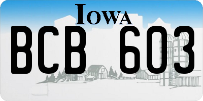 IA license plate BCB603