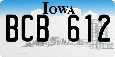 IA license plate BCB612