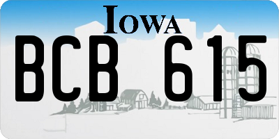 IA license plate BCB615