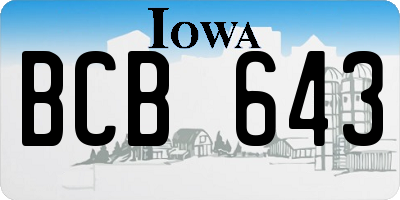 IA license plate BCB643