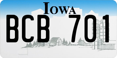 IA license plate BCB701