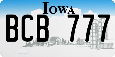IA license plate BCB777