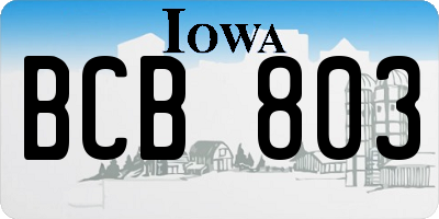 IA license plate BCB803