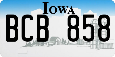 IA license plate BCB858