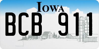 IA license plate BCB911