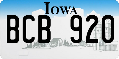 IA license plate BCB920