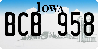 IA license plate BCB958