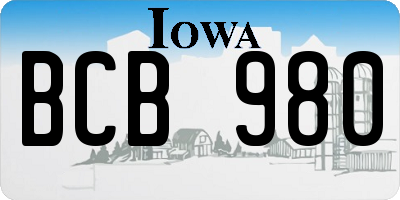IA license plate BCB980