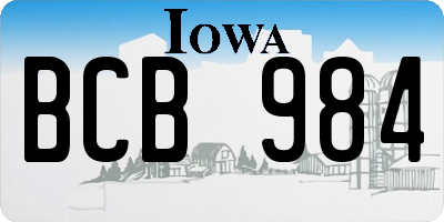 IA license plate BCB984