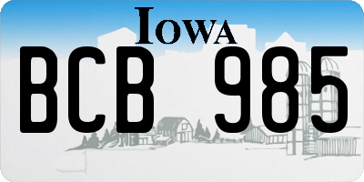 IA license plate BCB985