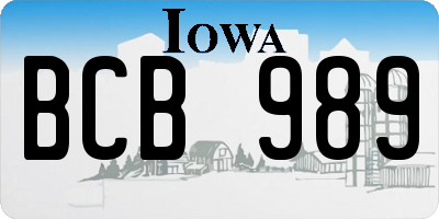 IA license plate BCB989
